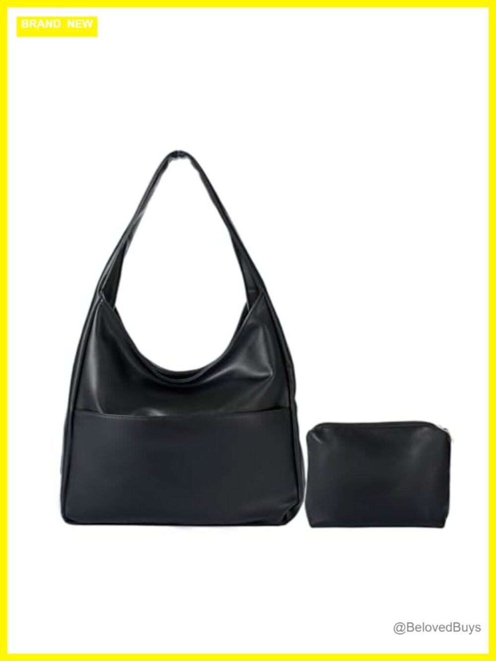 Faux Leather Quilted Slouchy Hobo Tote Purse 2pc Shoulder Work Handbag